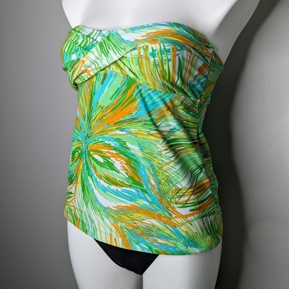 ✨3/$15 Mossimo green blue orange tankini top S - Picture 3 of 9